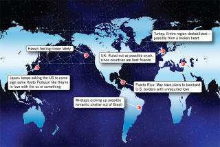 A CIA-generated map highlights potential hot spots of romantic activity from around the globe.